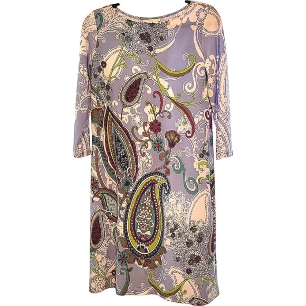 LONDON TIMES WOMENS SIZE 10 PURPLE PAISLEY A-LINE SLIP-ON DRESS